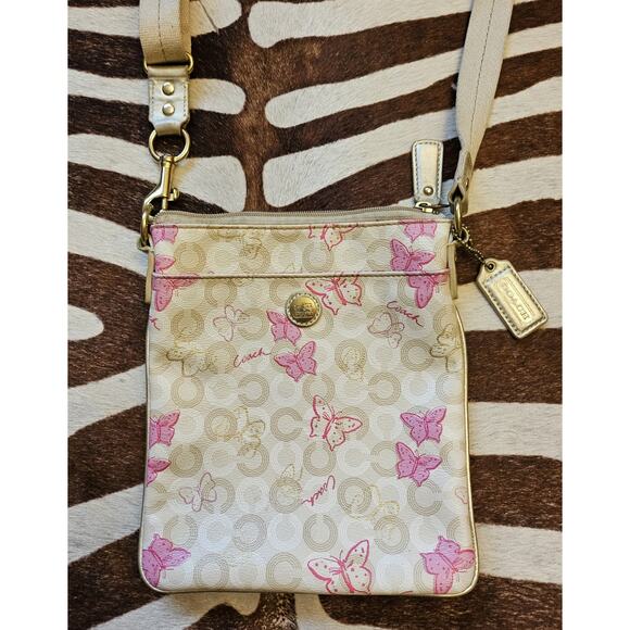 Coach Handbags - Vintage Y2k Coach Pink Butterfly Momogram Print Crossbody Purse